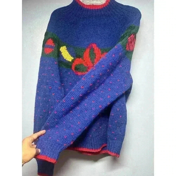 Vtg BROOKS BROTHERS 100% Wool Sweater Size Medium Christmas Bow Ornaments Xmas - Picture 3 of 9